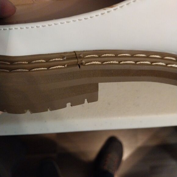 JF Flat Mule Slide Sz 10 Bright White Lug Sole Loafer Silver Buckle Bobbi Comfy - Picture 9 of 12